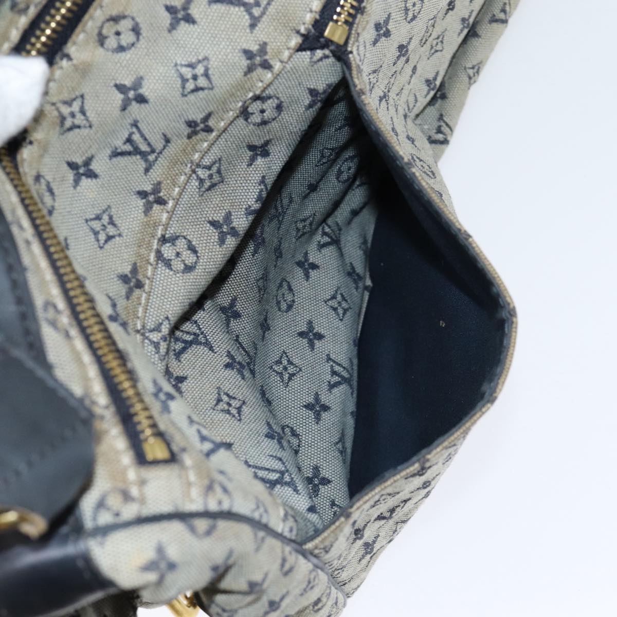 LOUIS VUITTON Monogram Mini Sac Maman Shoulder Bag Blue M42350 LV Auth 83206