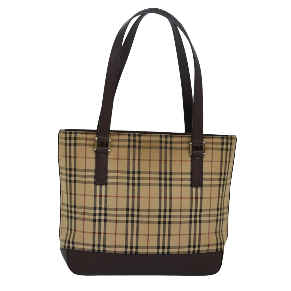 BURBERRY Nova Check Hand Bag Canvas Beige Auth 83214