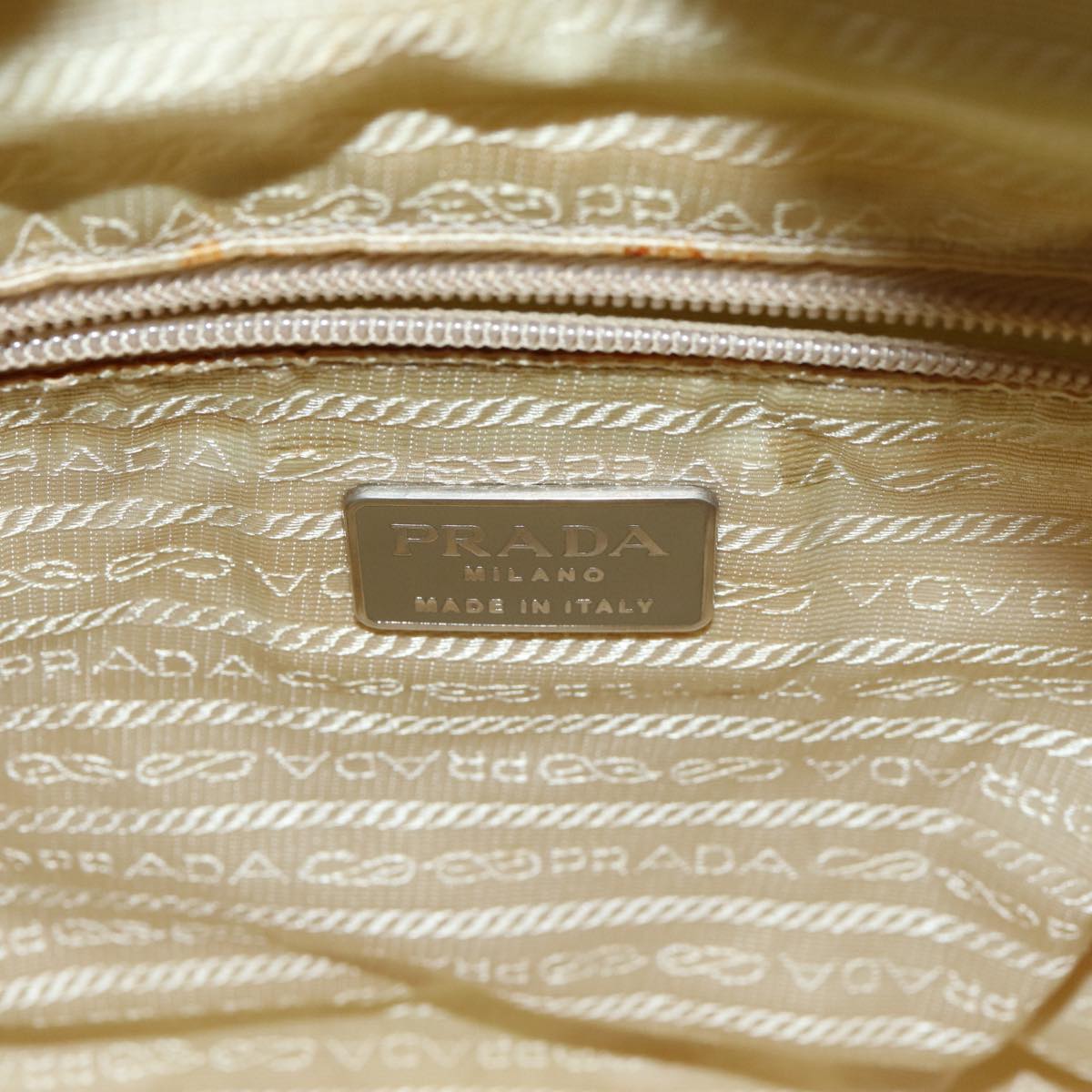 PRADA Hand Bag Nylon Beige Auth 83215