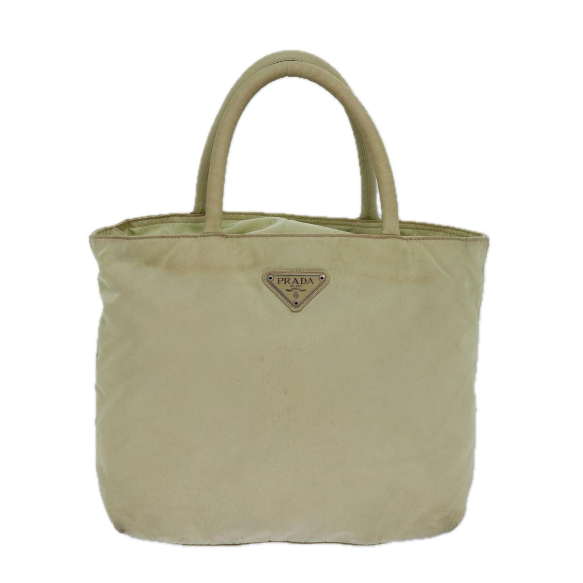 PRADA Hand Bag Nylon Beige Auth 83215