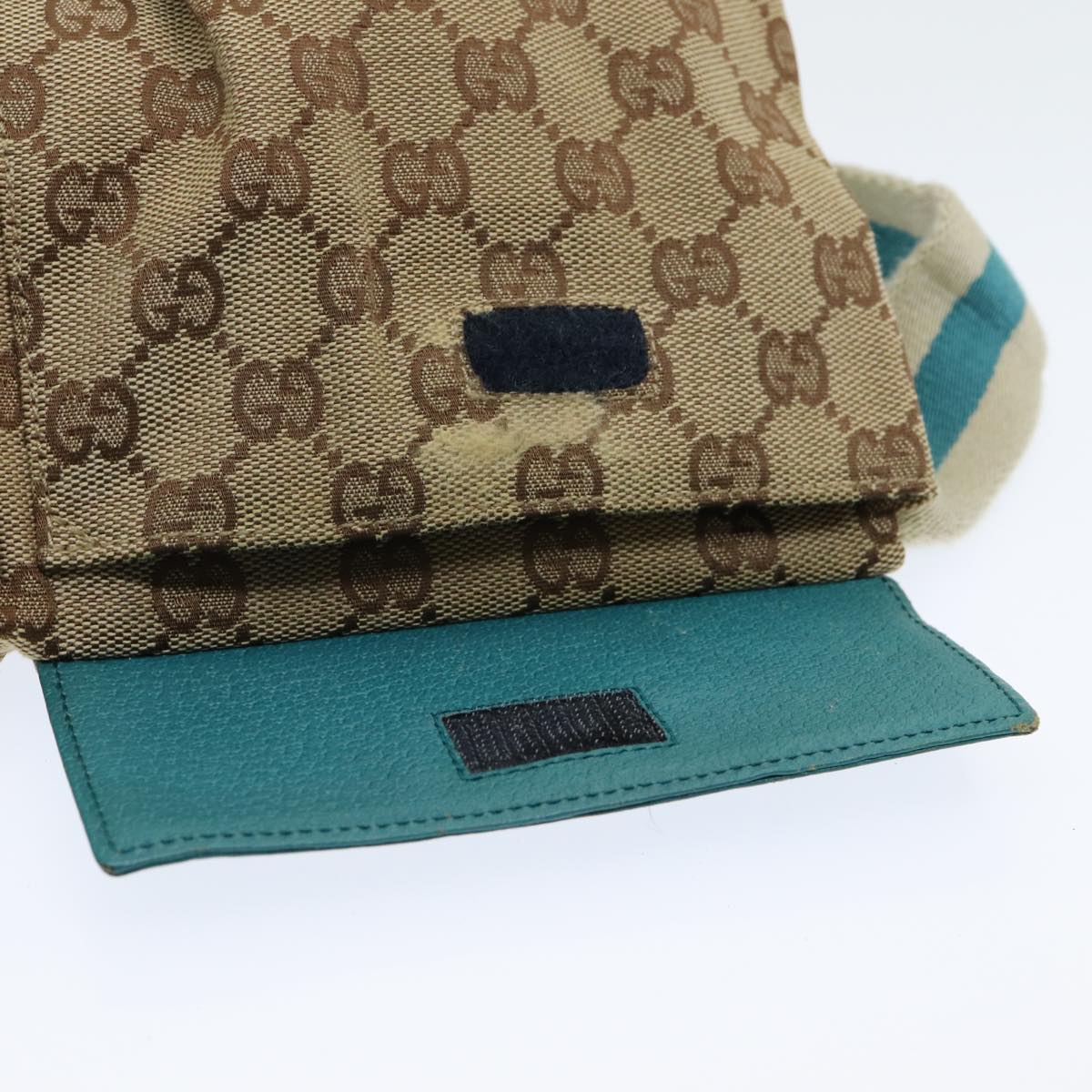 GUCCI GG Canvas Sherry Line Waist bag Beige Emerald Green 28566 0959 Auth 83220