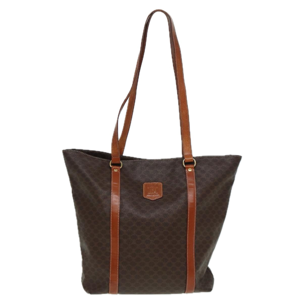 CELINE Macadam Canvas Tote Bag PVC Leather Brown Auth 83250