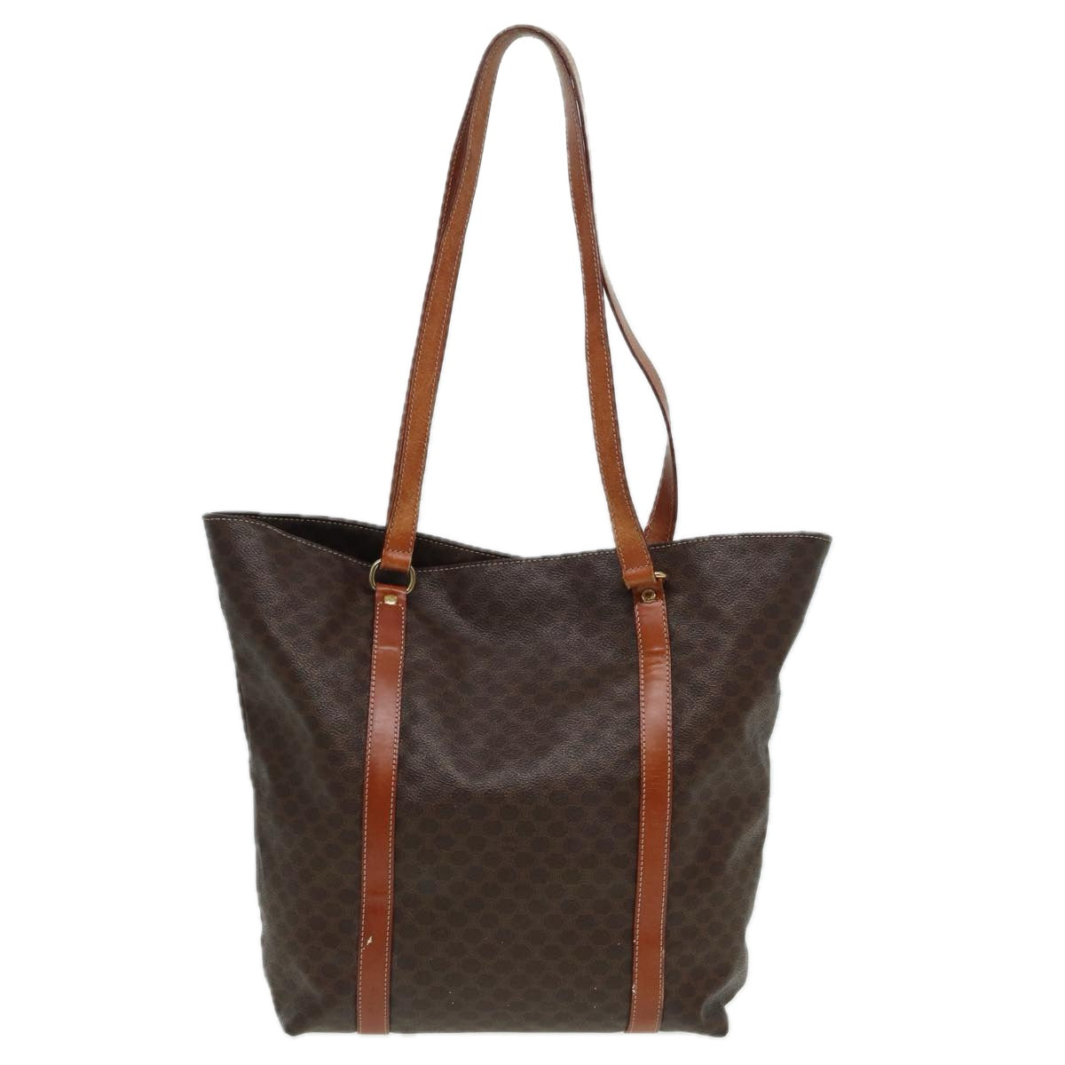 CELINE Macadam Canvas Tote Bag PVC Leather Brown Auth 83250