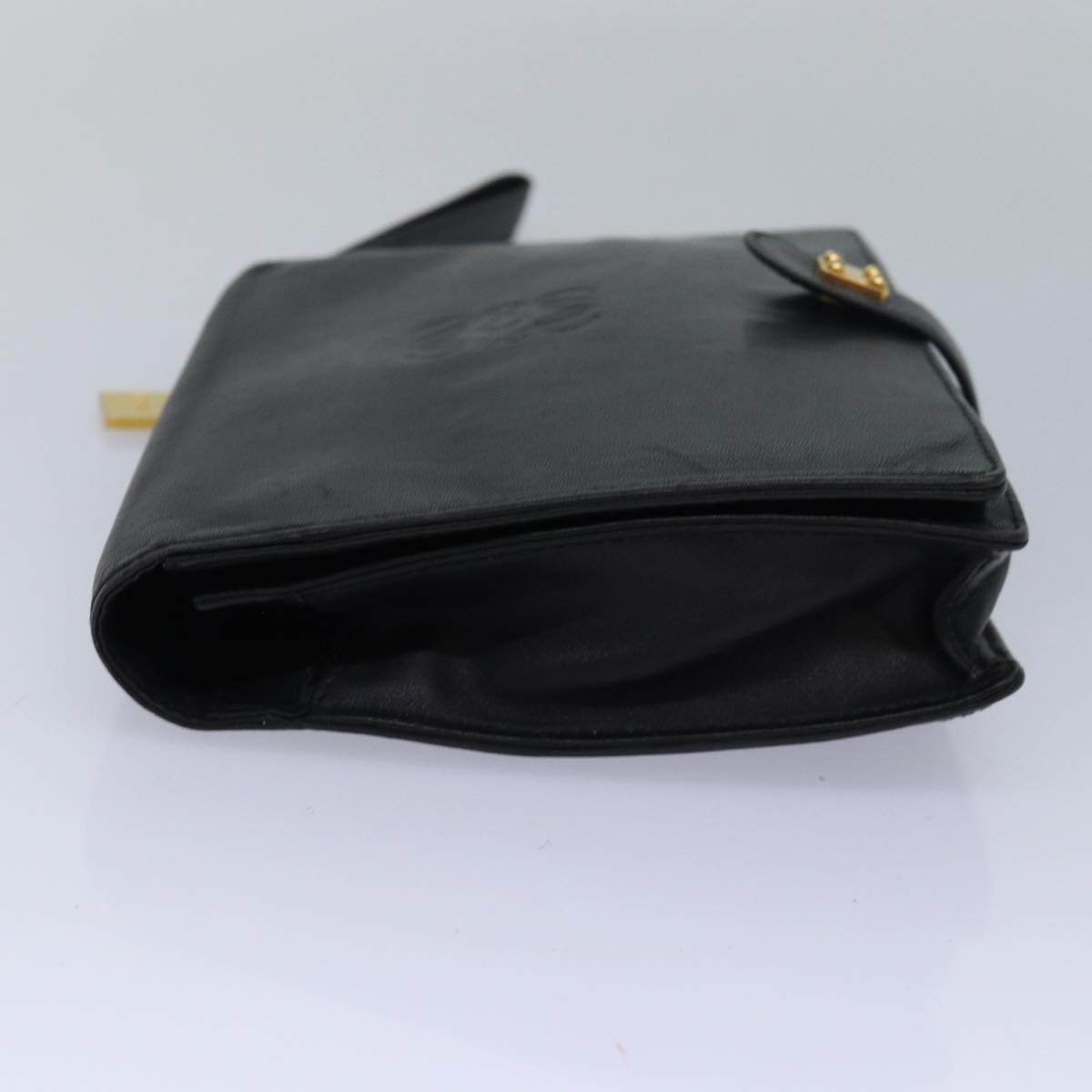 LOEWE Anagram Clutch Bag Leather Black Auth 83283