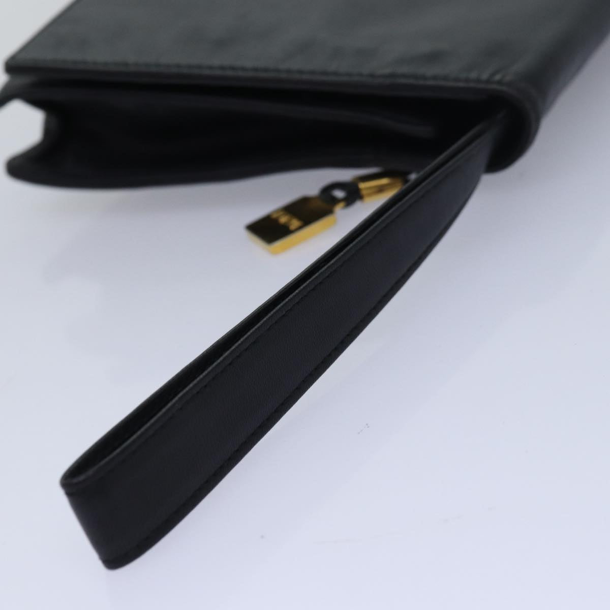 LOEWE Anagram Clutch Bag Leather Black Auth 83283