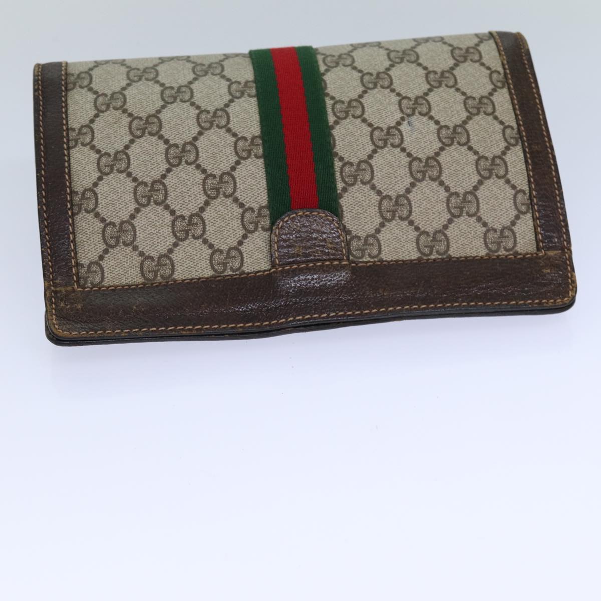 GUCCI GG Supreme Web Sherry Line Clutch Bag PVC Beige 67 014 2125 Auth 83284