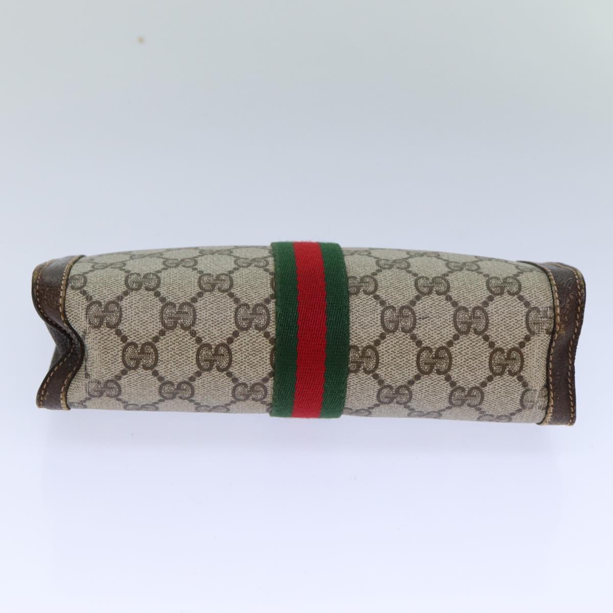 GUCCI GG Supreme Web Sherry Line Clutch Bag PVC Beige 67 014 2125 Auth 83284