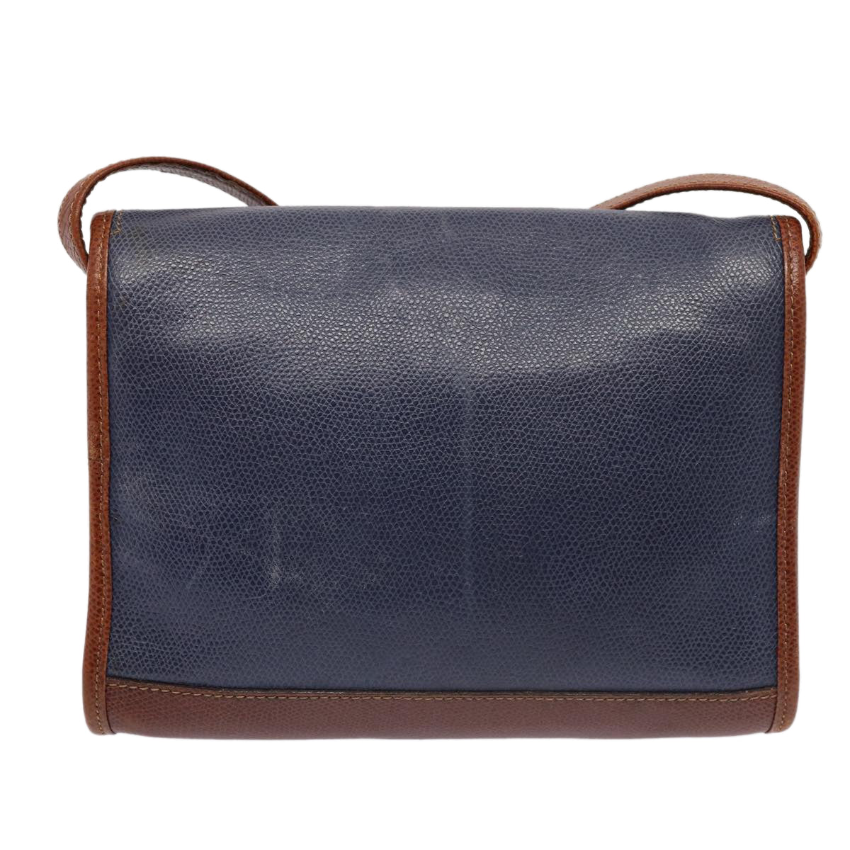 LOEWE anagram Shoulder Bag Leather Blue Brown Auth 83287 - 0