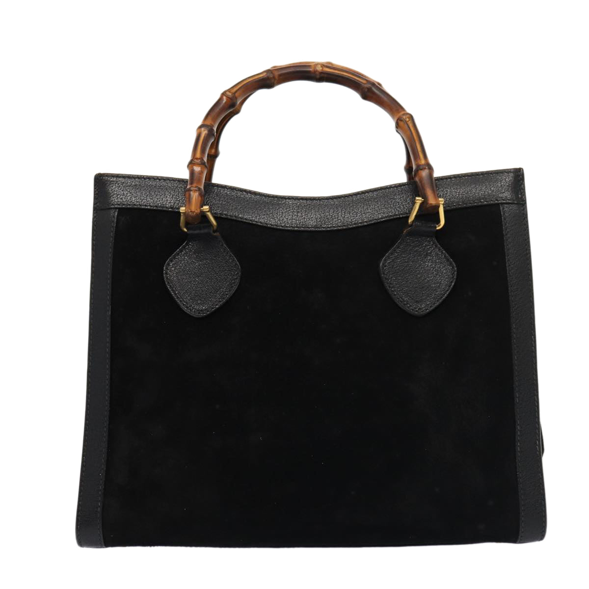 GUCCI Bamboo Hand Bag Suede Black Auth 83299