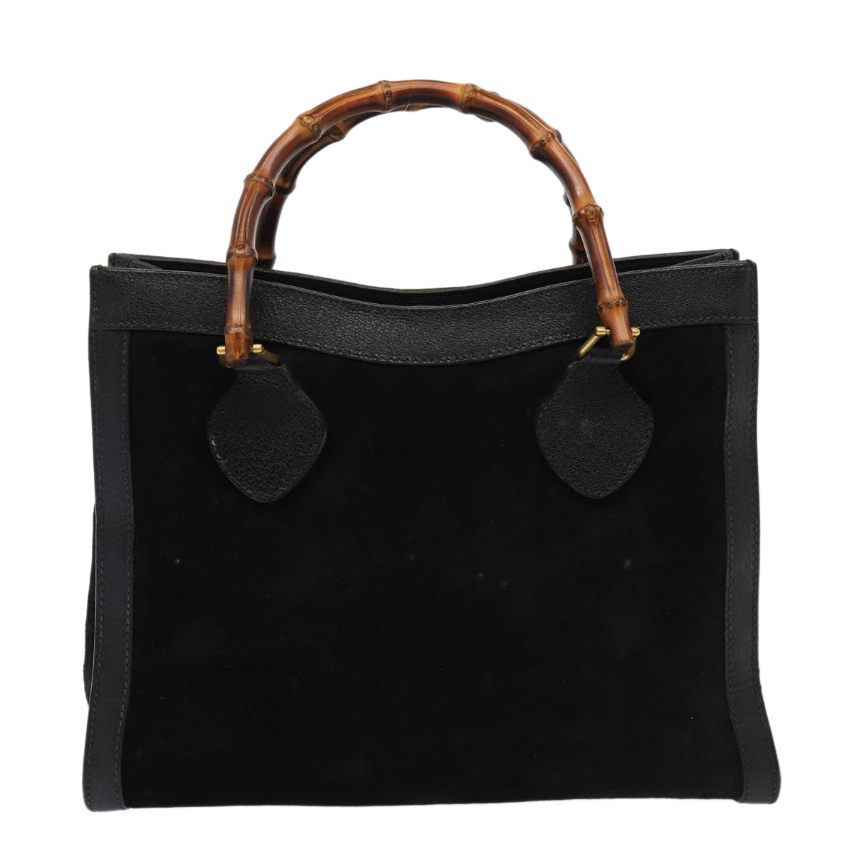 GUCCI Bamboo Hand Bag Suede Black Auth 83299