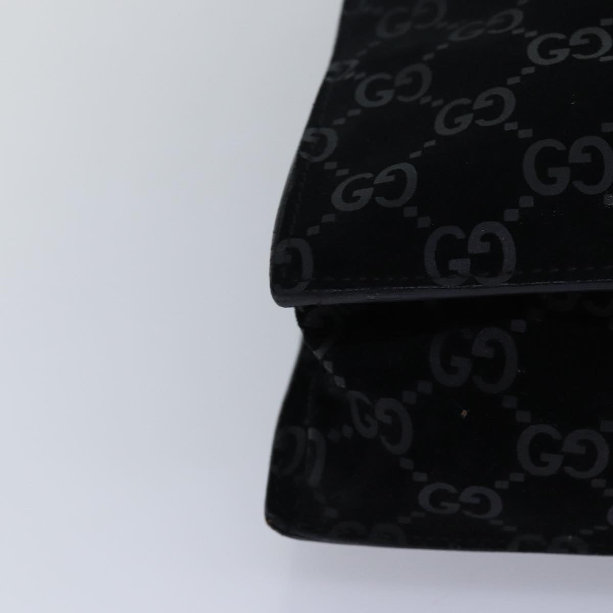 GUCCI GG Canvas Tote Bag Suede Black 002 1052 001998 Auth 83300