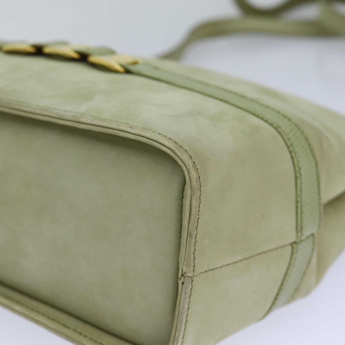 Salvatore Ferragamo Shoulder Bag Suede Green Auth 83304