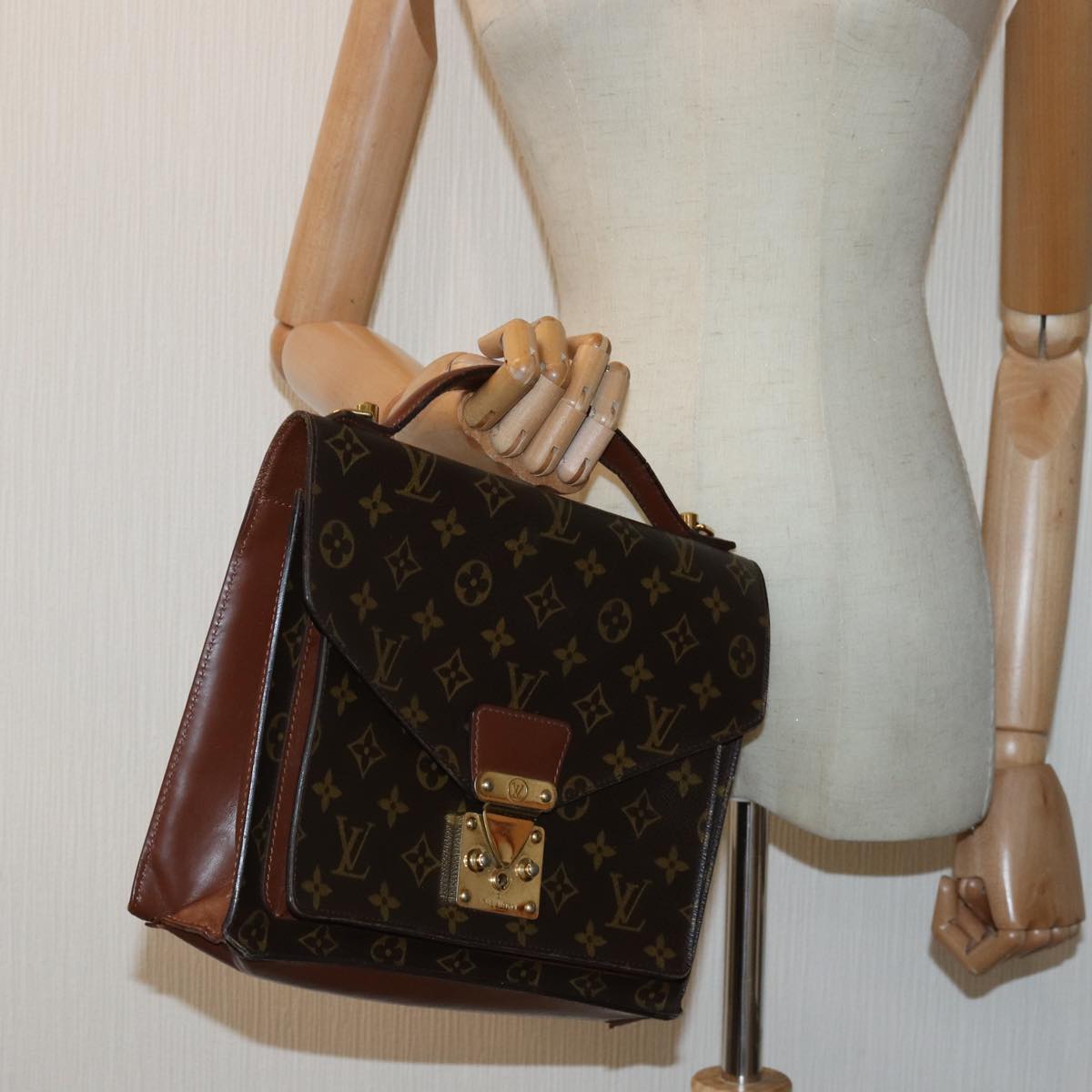 LOUIS VUITTON Monogram Monceau 28 Hand Bag 2way M51185 LV Auth 83308