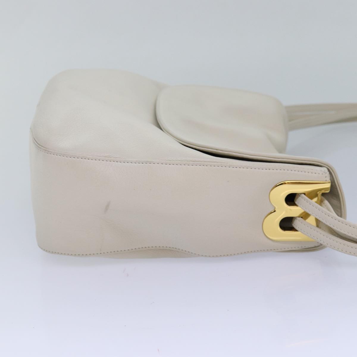 BALLY Shoulder Bag Leather White Auth 83312