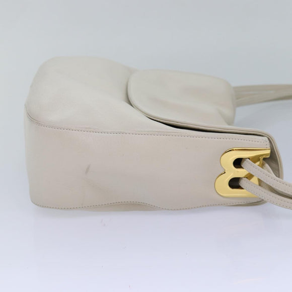 BALLY Shoulder Bag Leather White Auth 83312