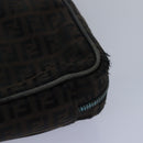 FENDI Zucchino Canvas Hand Bag Brown Black Auth 83318-9