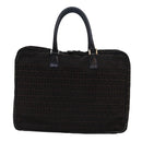 FENDI Zucchino Canvas Hand Bag Brown Black Auth 83318-2
