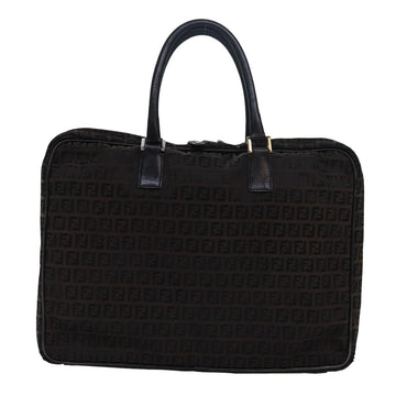 FENDI Zucchino Canvas Hand Bag Brown Black Auth 83318 - 0