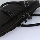 FENDI Zucchino Canvas Hand Bag Brown Black Auth 83318-6