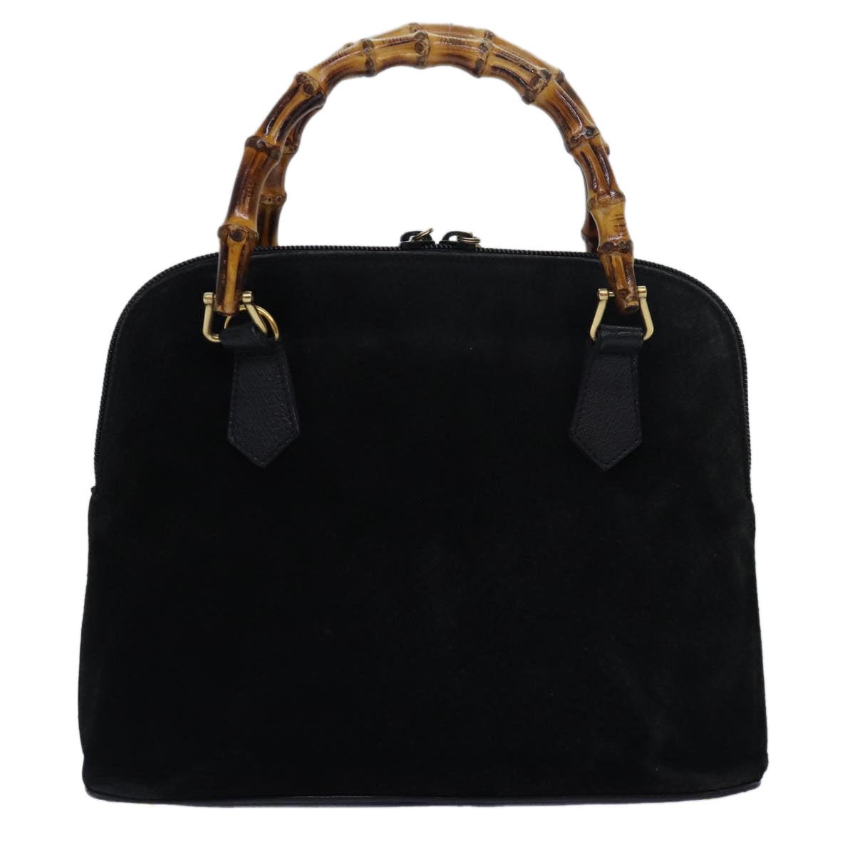 GUCCI Bamboo Hand Bag Suede Black 000 1046 0290 Auth 83323