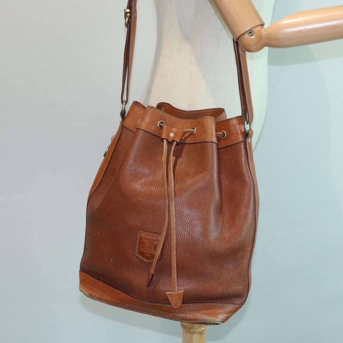 CELINE Shoulder Bag Leather Brown Auth 83325