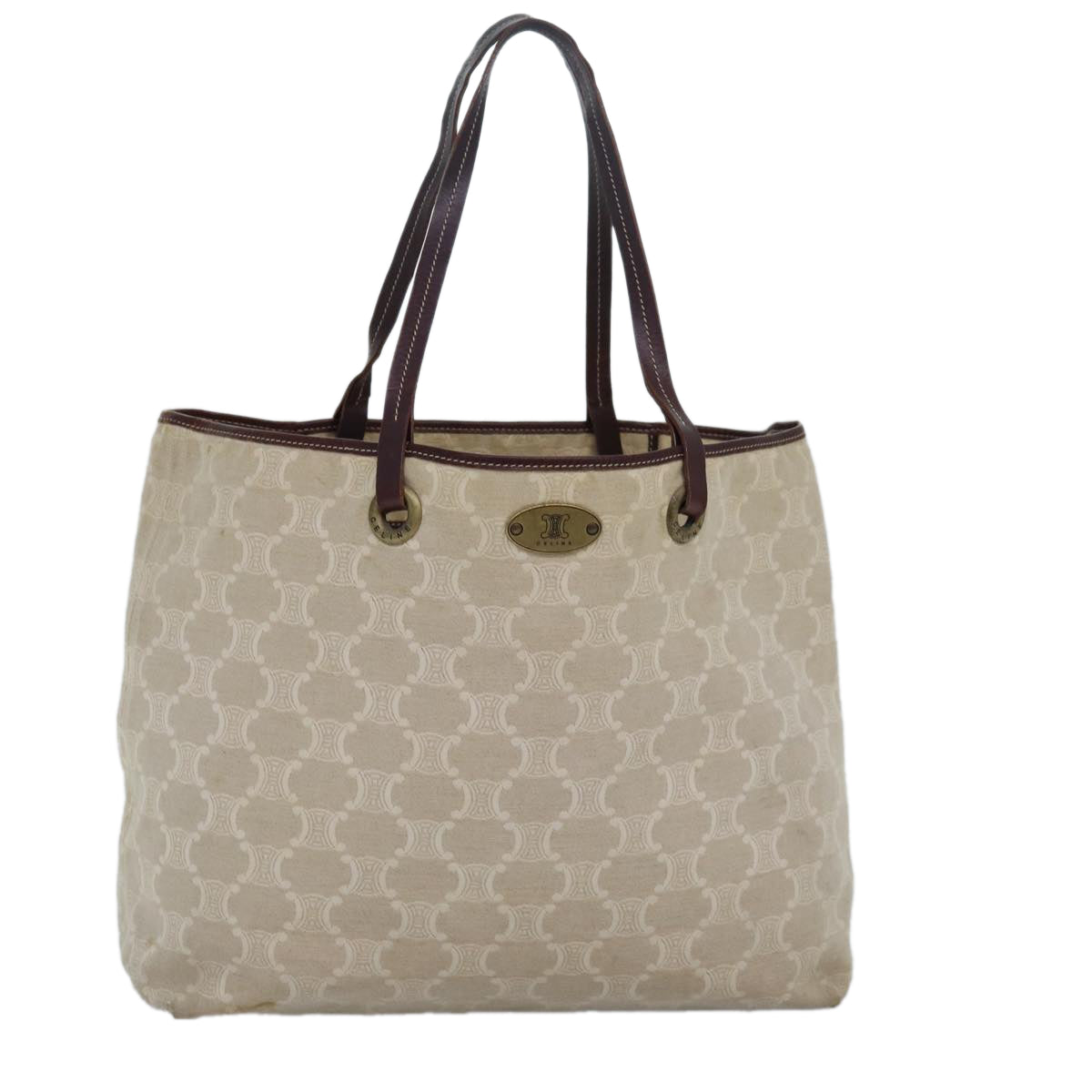 CELINE Paris Macadam Canvas Tote Bag Beige Brown Auth 83330