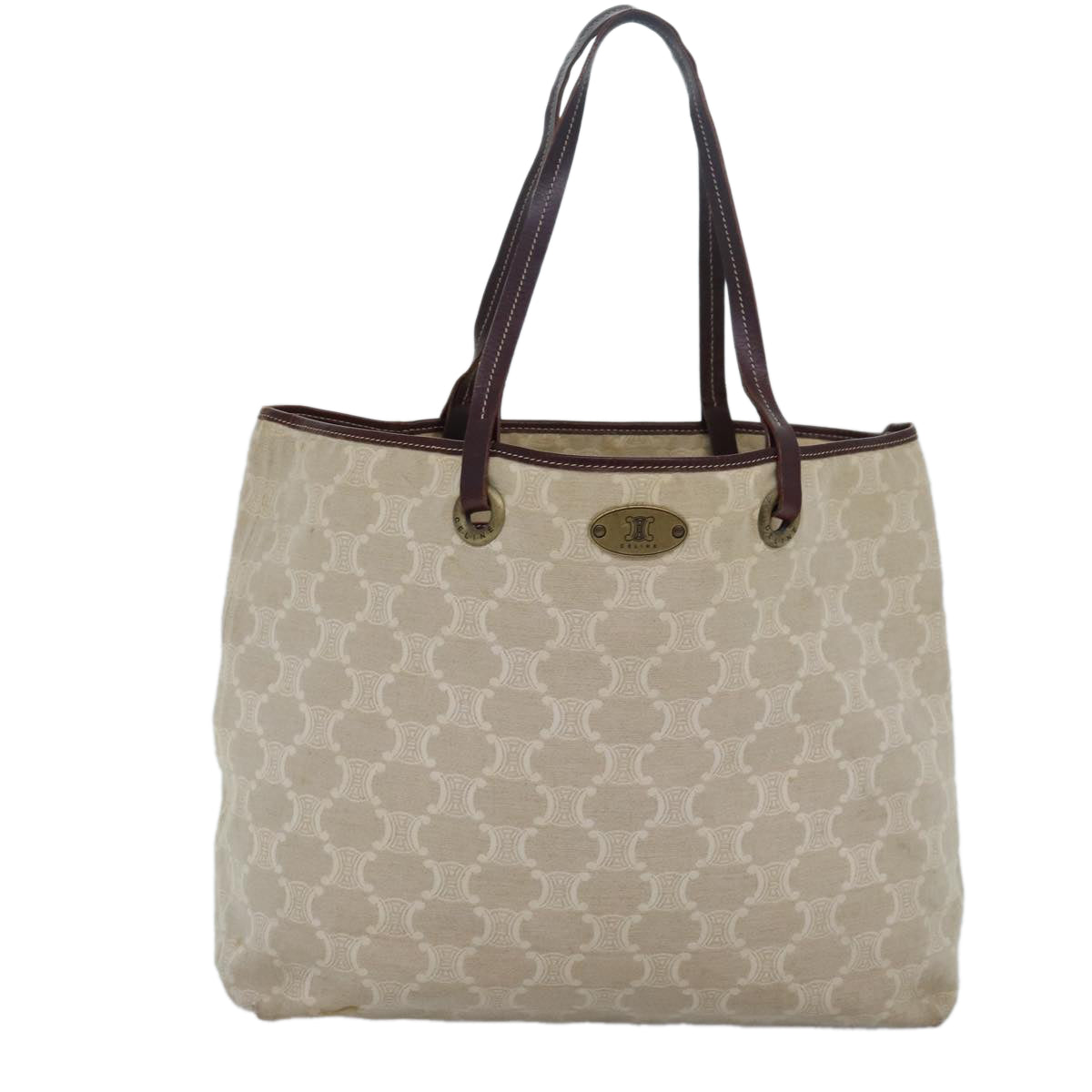 CELINE Paris Macadam Canvas Tote Bag Beige Brown Auth 83330