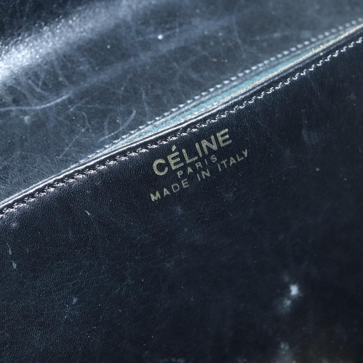 CELINE Shoulder Bag Leather Black Auth 83339