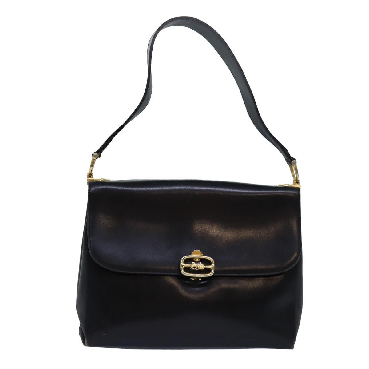 CELINE Shoulder Bag Leather Black Auth 83339 - 0