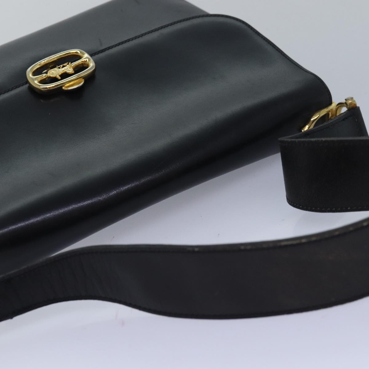 CELINE Shoulder Bag Leather Black Auth 83339