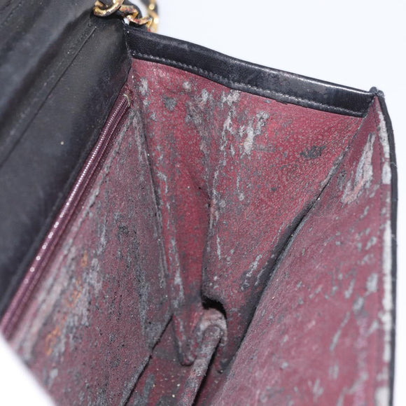 CHANEL Matelasse Ketten-Schultertasche Lammleder Schwarz CC Auth 83342
