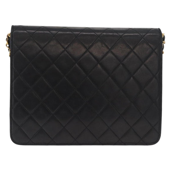 CHANEL Matelasse Ketten-Schultertasche Lammleder Schwarz CC Auth 83342