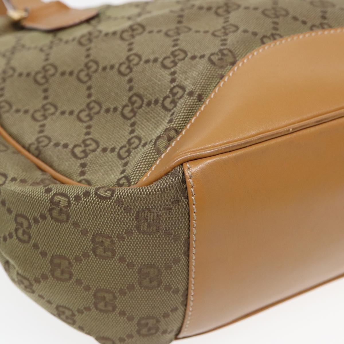 GUCCI GG Canvas Hand Bag Beige Brown 000 2854 0282 Auth 83346