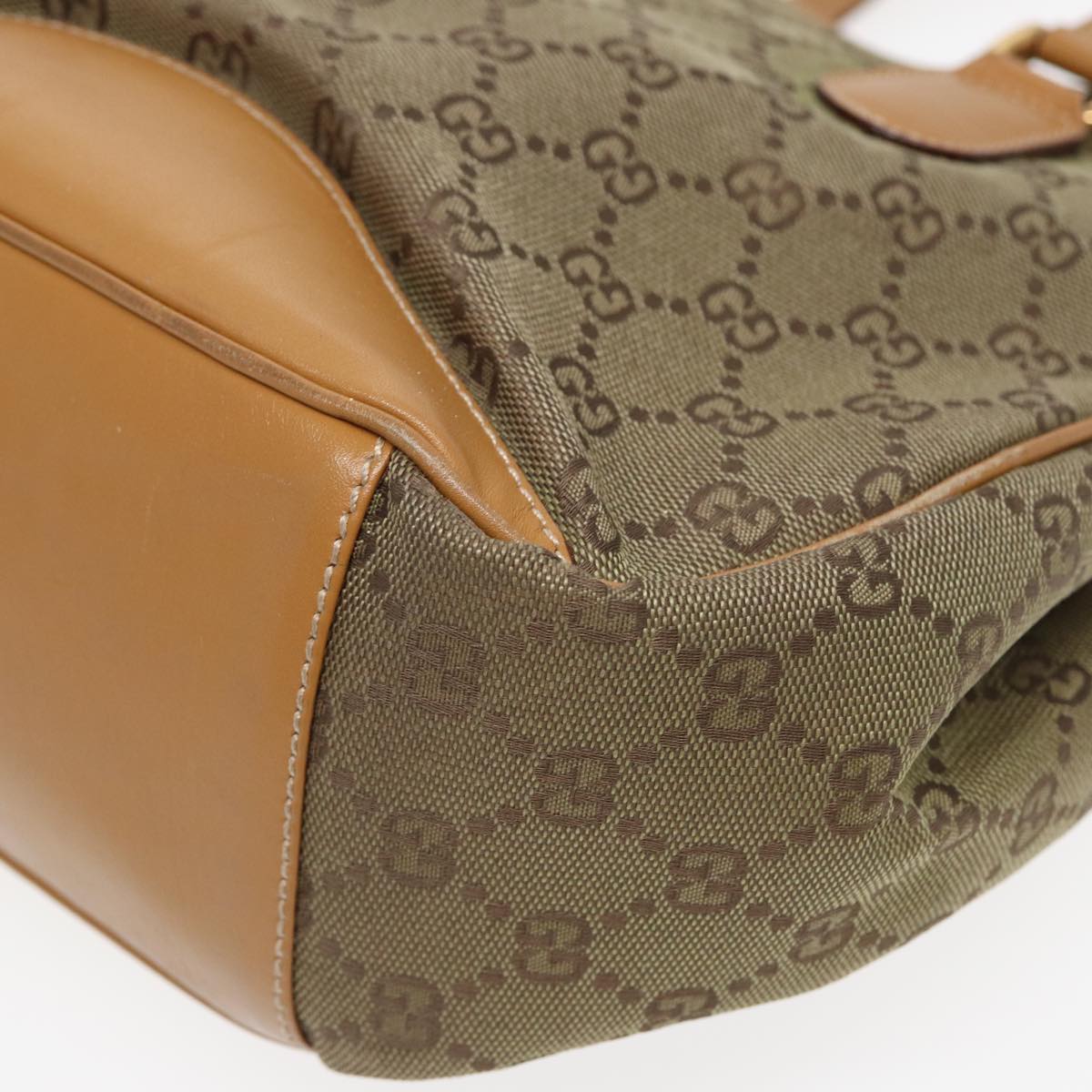 GUCCI GG Canvas Hand Bag Beige Brown 000 2854 0282 Auth 83346