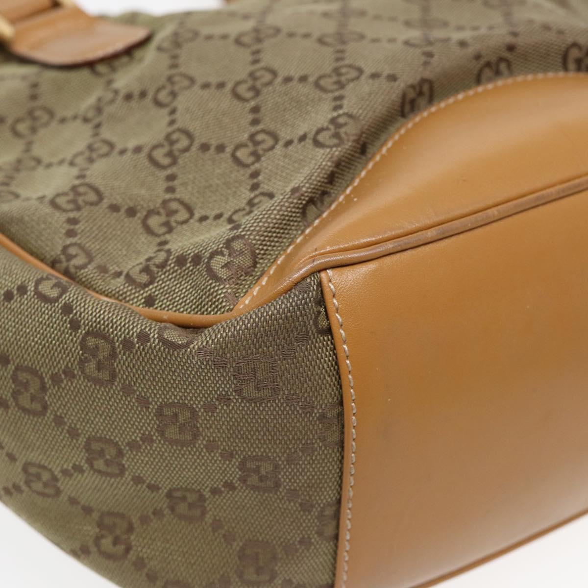 GUCCI GG Canvas Hand Bag Beige Brown 000 2854 0282 Auth 83346