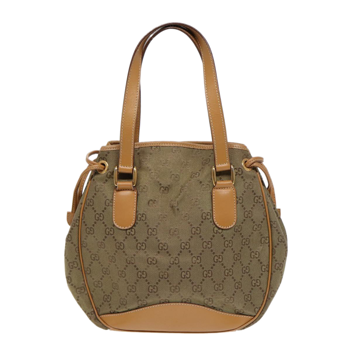 GUCCI GG Canvas Hand Bag Beige Brown 000 2854 0282 Auth 83346