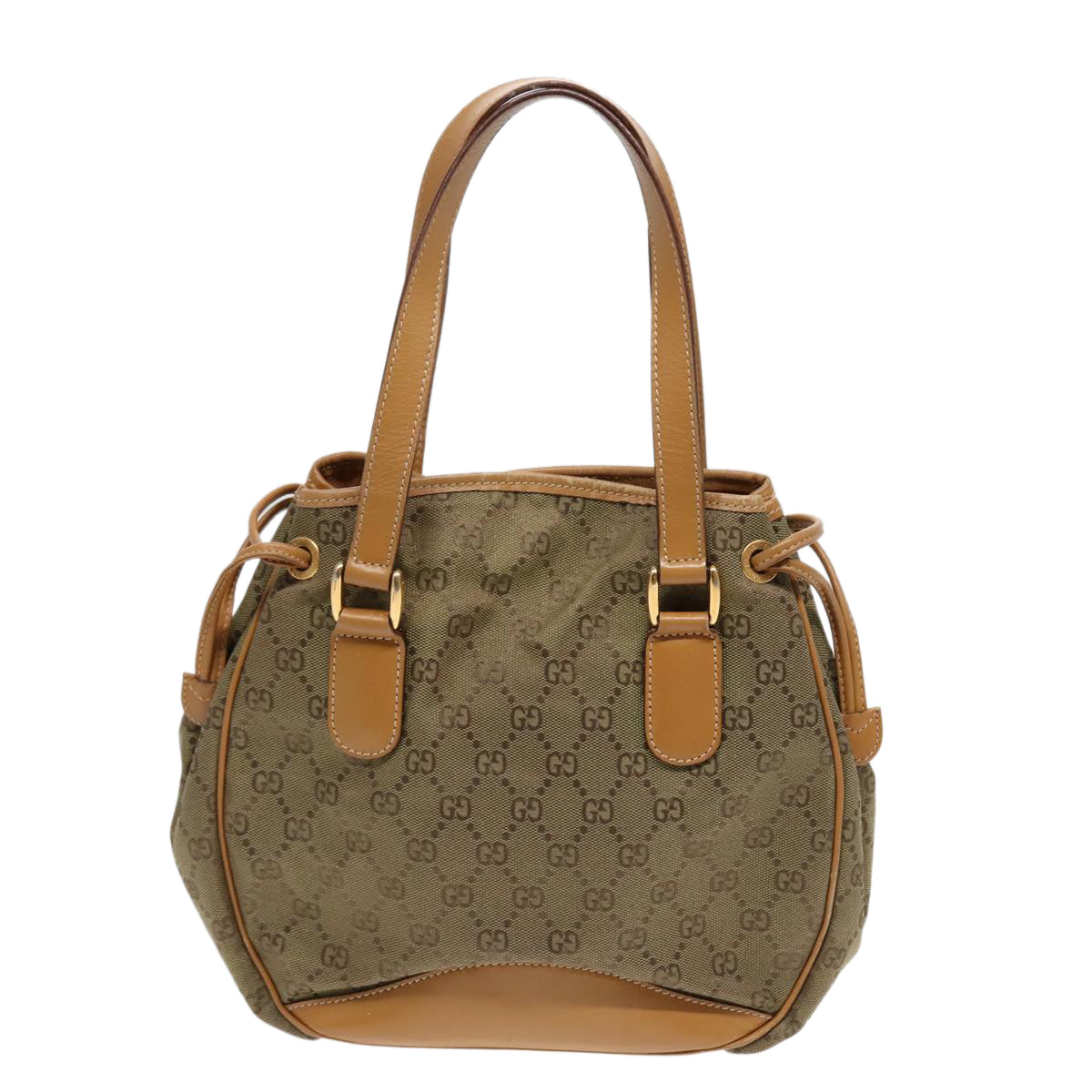 GUCCI GG Canvas Hand Bag Beige Brown 000 2854 0282 Auth 83346 - 0