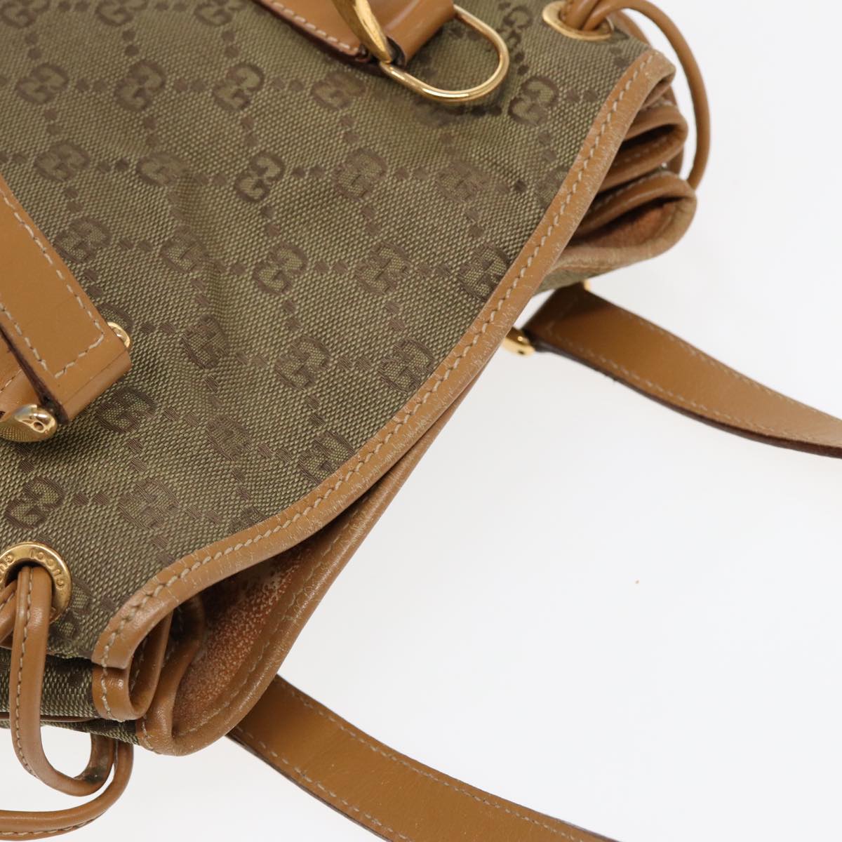 GUCCI GG Canvas Hand Bag Beige Brown 000 2854 0282 Auth 83346