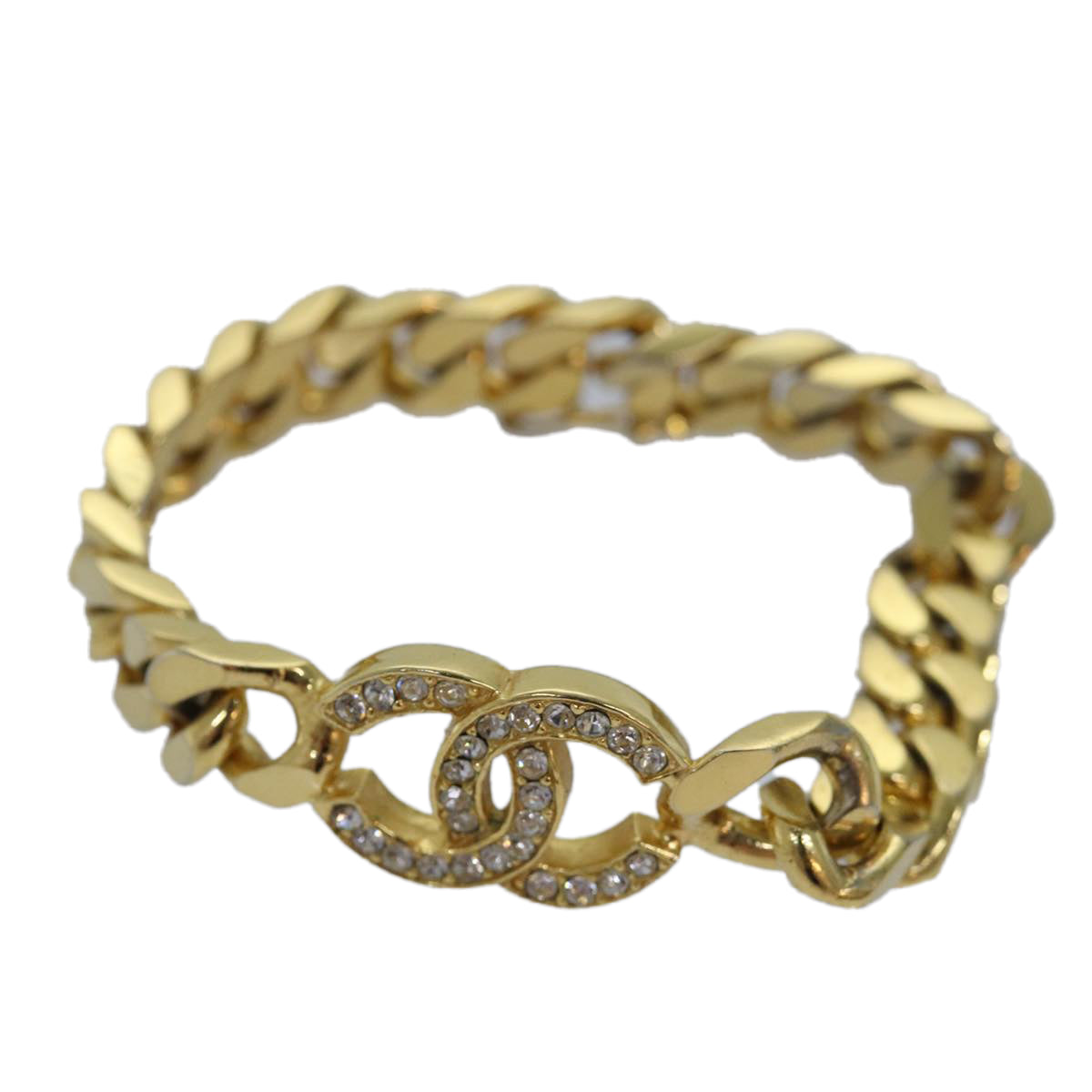 CHANEL COCO Mark Chain Bracelet metal Gold Tone CC Auth 83365