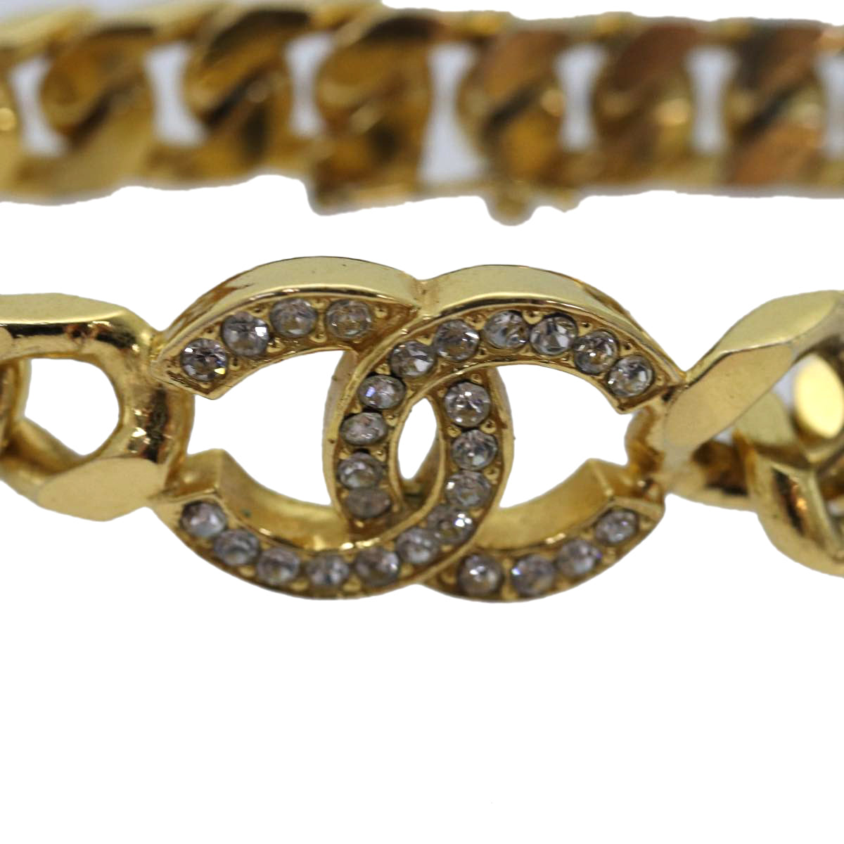 CHANEL COCO Mark Chain Bracelet metal Gold Tone CC Auth 83365