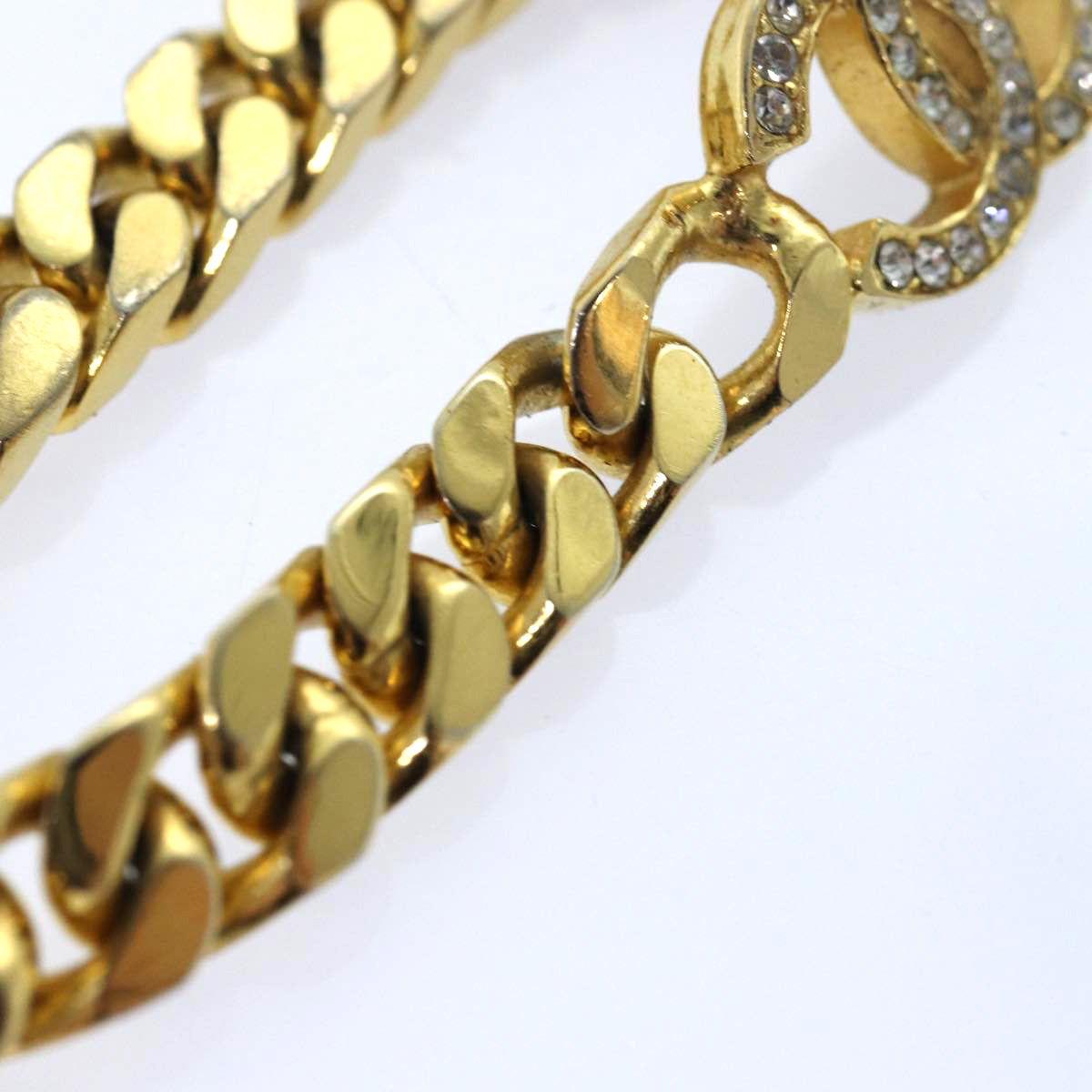 CHANEL COCO Mark Chain Bracelet metal Gold Tone CC Auth 83365