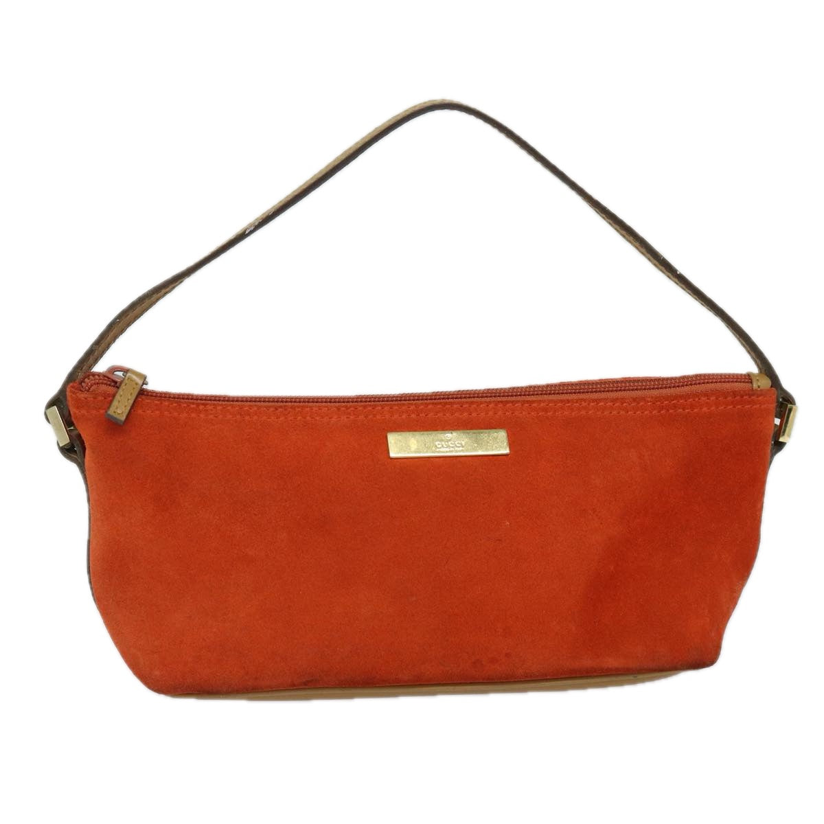 GUCCI Accessory Pouch Suede Orange 039 1103 Auth 83367