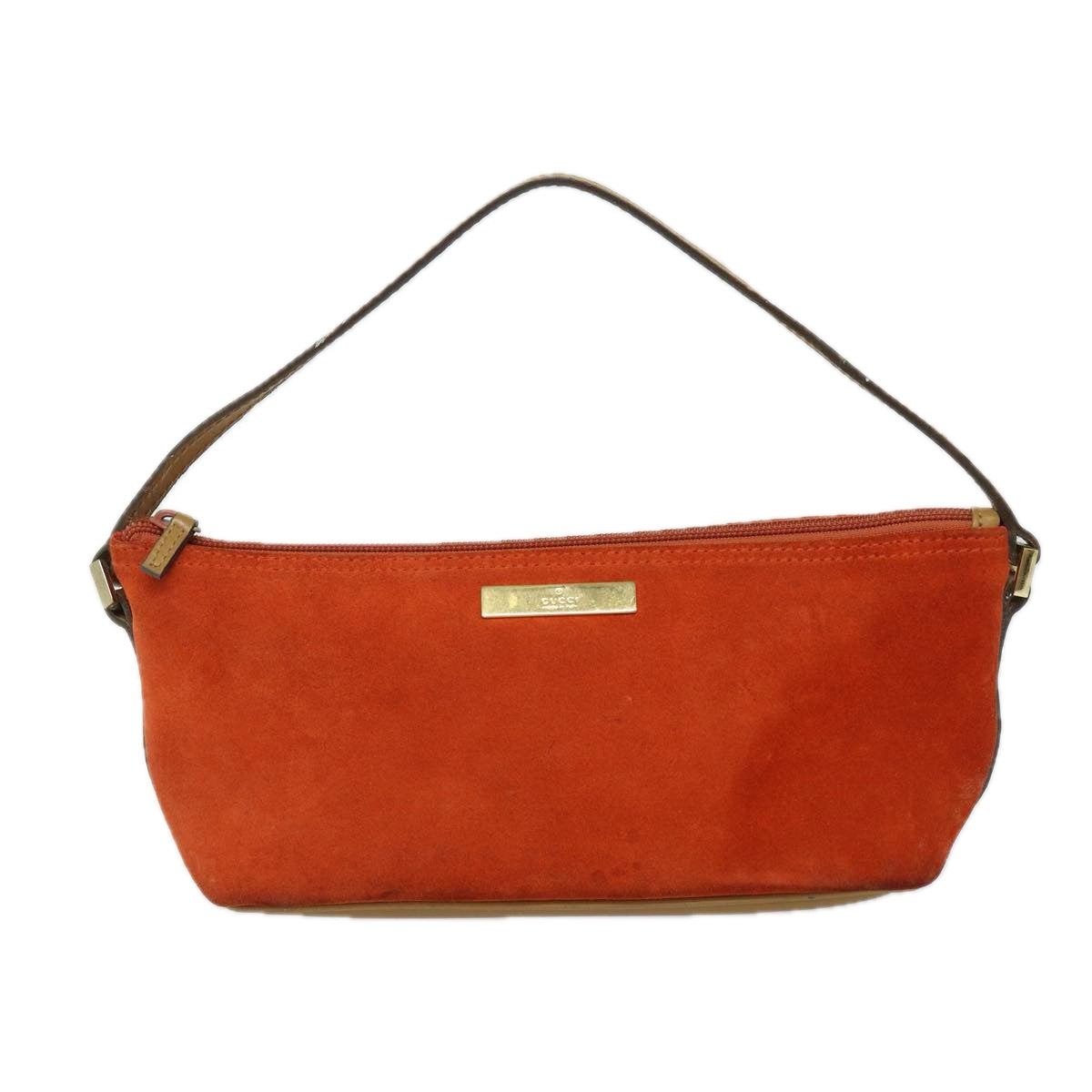 GUCCI Accessory Pouch Suede Orange 039 1103 Auth 83367