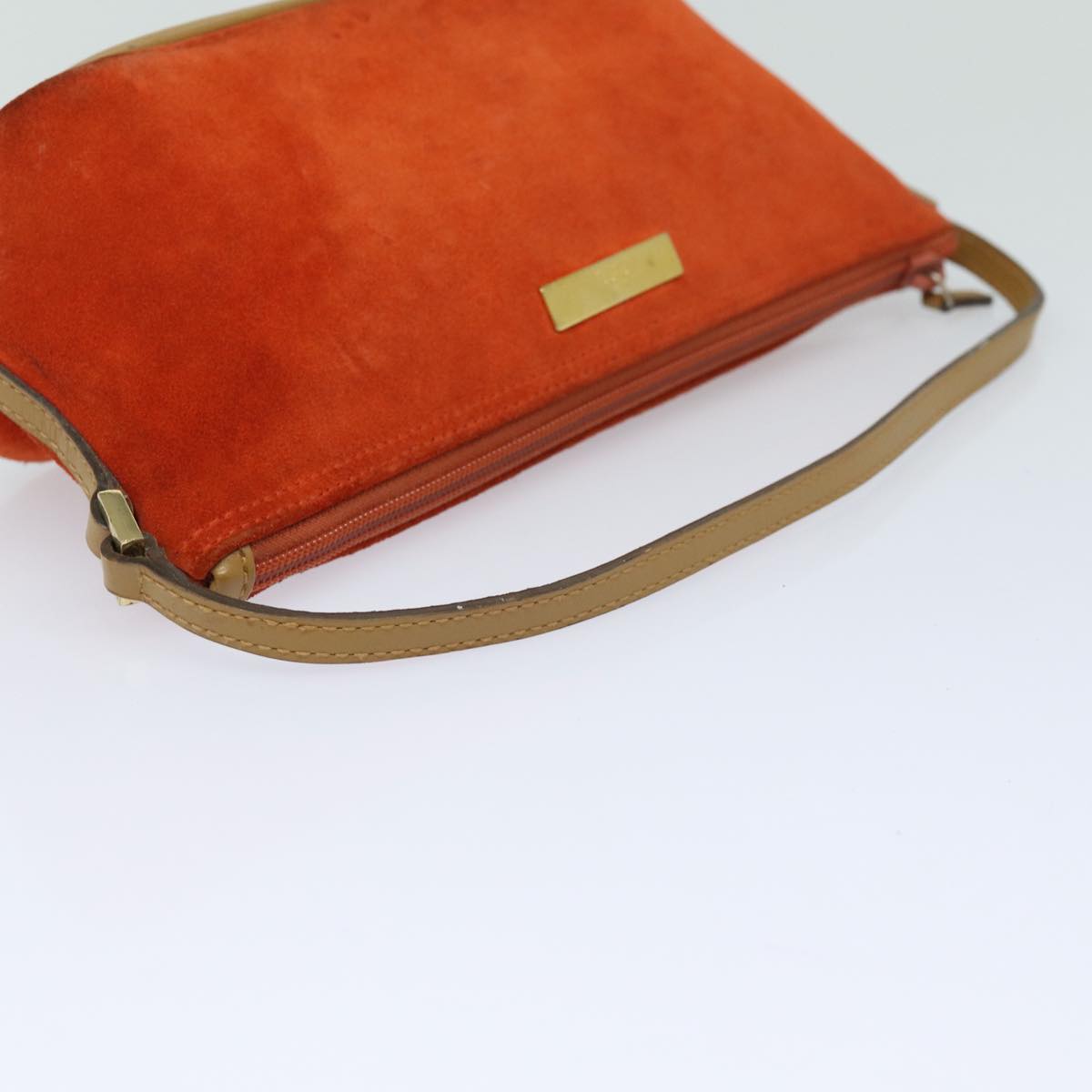 GUCCI Accessory Pouch Suede Orange 039 1103 Auth 83367