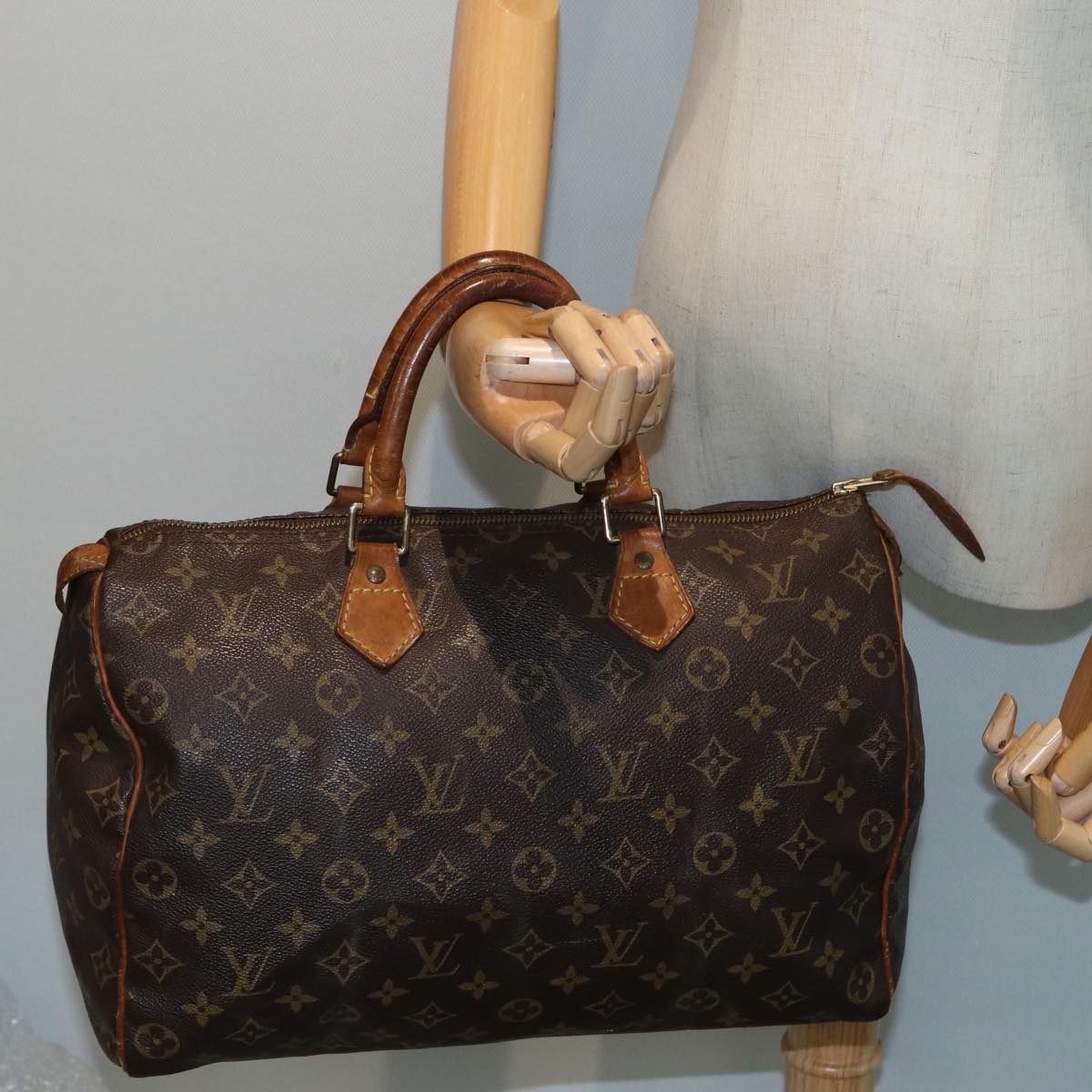 LOUIS VUITTON Monogram Speedy 35 Hand Bag M41524 LV Auth 83376