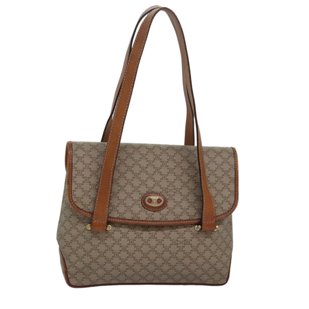 CELINE Macadam Canvas Hand Bag Beige Auth 83379