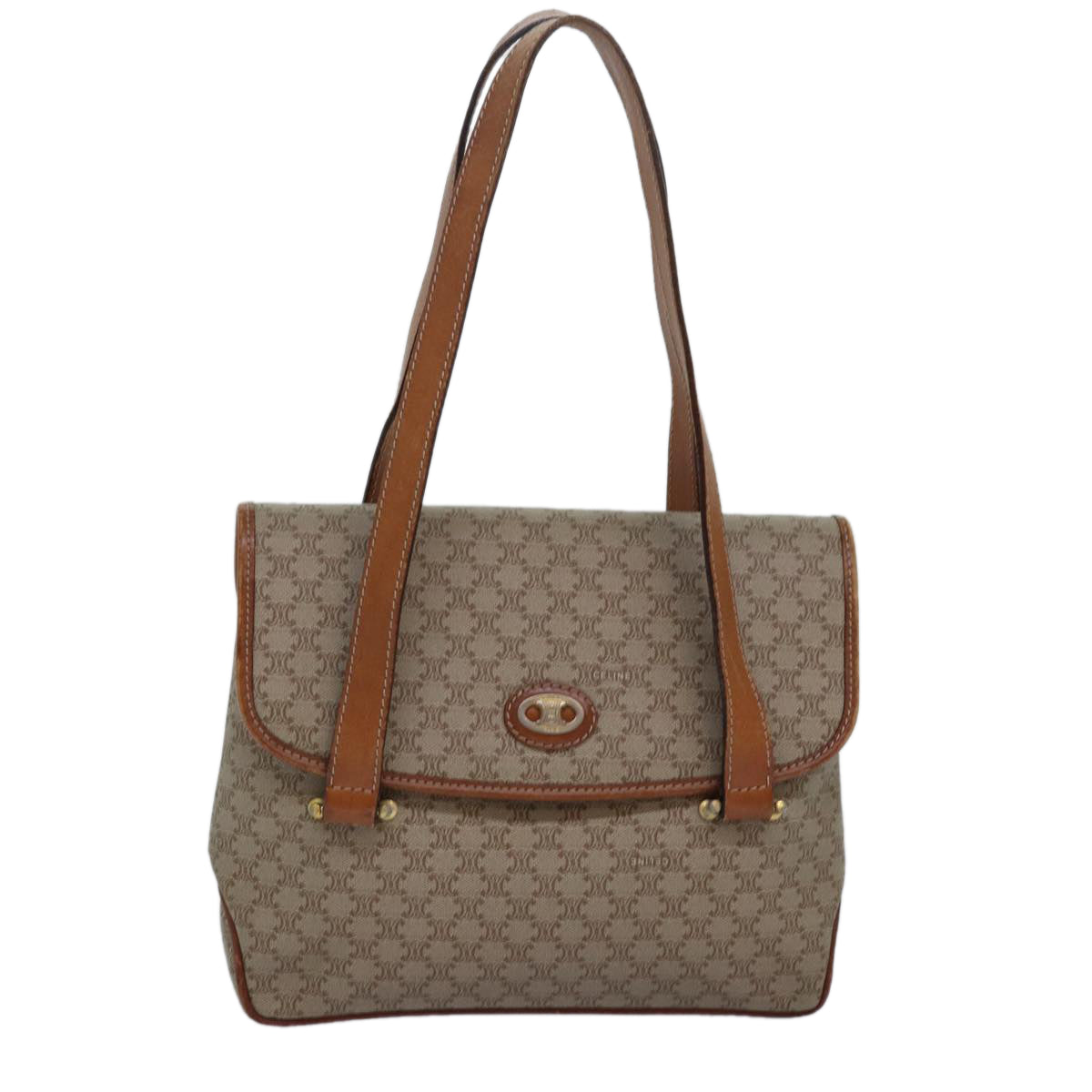 CELINE Macadam Canvas Hand Bag Beige Auth 83379