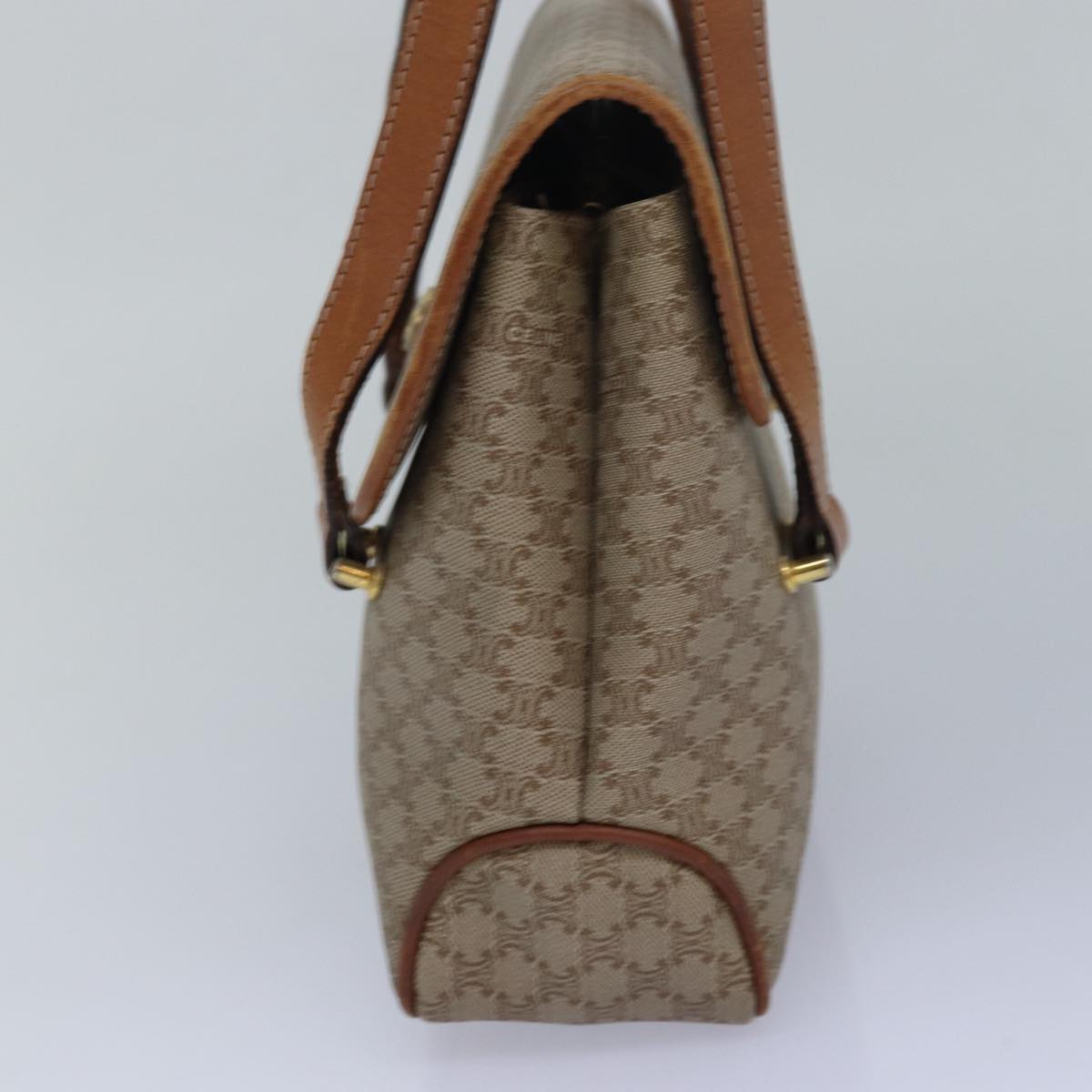 CELINE Macadam Canvas Hand Bag Beige Auth 83379