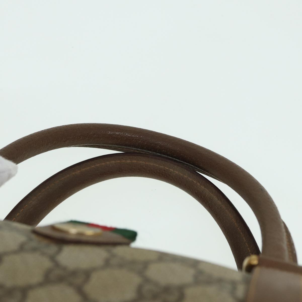 GUCCI GG Supreme Web Sherry Line Boston Bag PVC Beige Red 111 02 007 Auth 83384