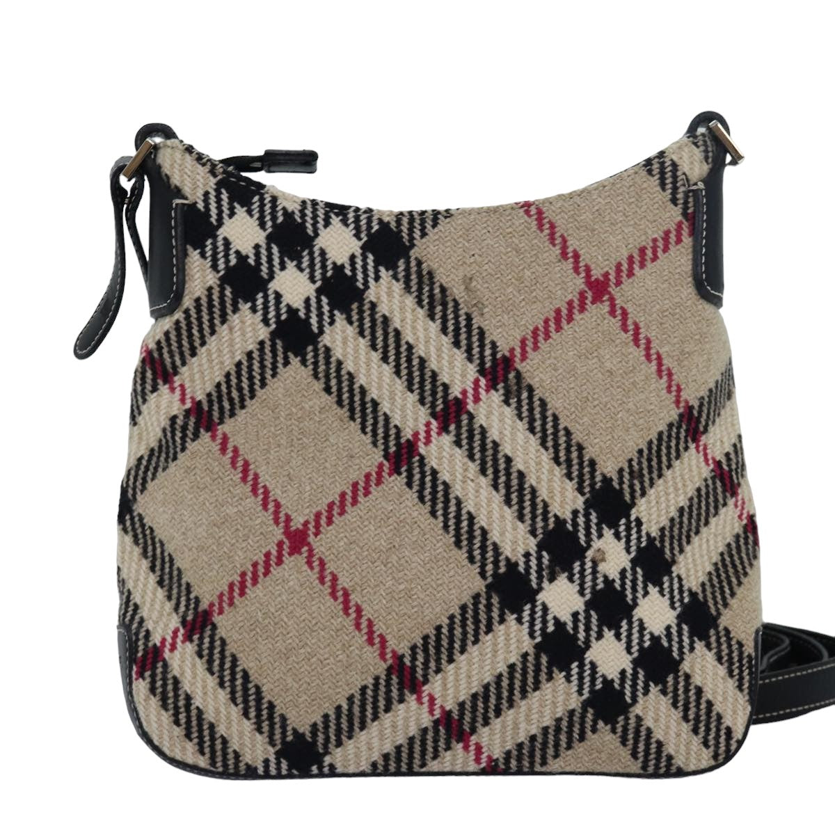 BURBERRY Nova Check Shoulder Bag Wool Beige Auth 83390